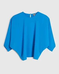 Blue Long Sleeve Batwing Top