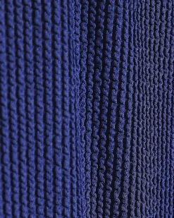 Blue Metal Trim Textured Swimsuit