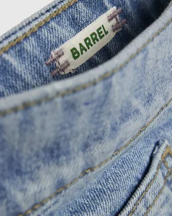 Blue Mid Rise Barrel Leg Jeans