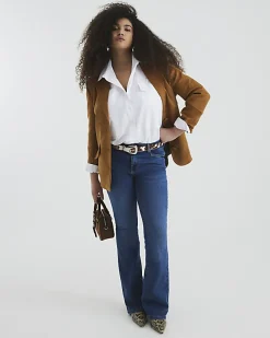 Blue Mid Rise Flared Jeans