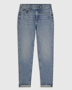 Blue Mid Rise Mom Sculpt Jeans