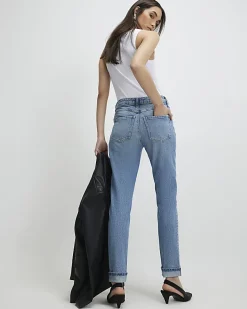 Blue Mid Rise Mom Sculpt Jeans