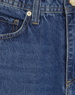 Blue Mid Rise Seamed Barrel Leg Jeans