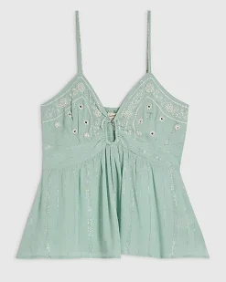 Blue Mirror Embroidered Cami