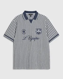 Blue Oversized Fit Striped Rugby Shirt