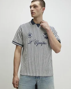Blue Oversized Fit Striped Rugby Shirt