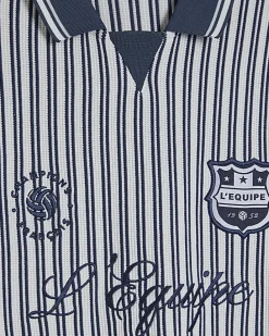 Blue Oversized Fit Striped Rugby Shirt