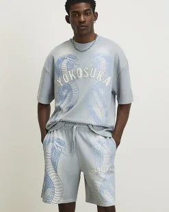 Blue Oversized Fit Yokosuka Washed T-shirt