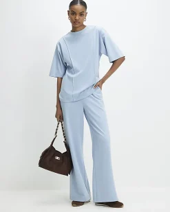 Blue Oversized Seam Front T-shirt