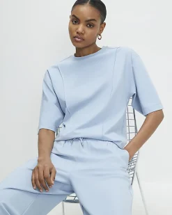 Blue Oversized Seam Front T-shirt