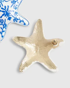 Blue painted starfish stud earrings