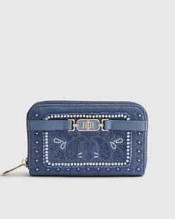 Blue Paisley Print Embroidered Purse