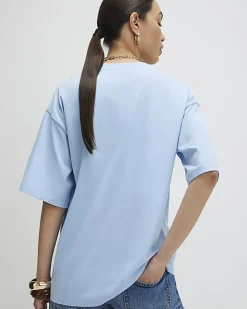 Blue Palm Cutwork Boyfriend T-Shirt