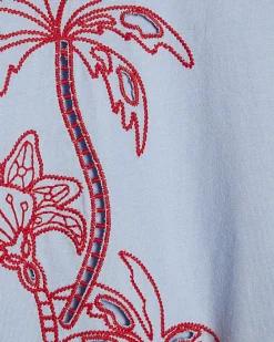 Blue Palm Cutwork Boyfriend T-Shirt