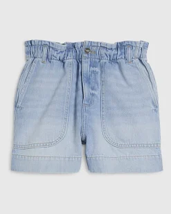 Blue Paper bag Denim Shorts