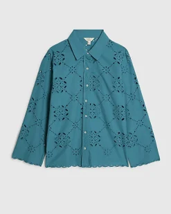 Blue Poplin Broderie Shirt