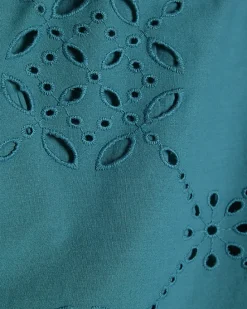 Blue Poplin Broderie Trousers