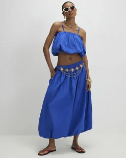 Blue Poplin Bubble Top