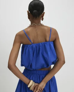 Blue Poplin Bubble Top