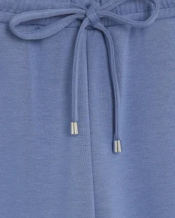 Blue Premium Drawstring Wide Leg Joggers