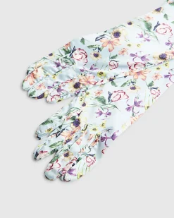 Blue Premium Long Floral Gloves