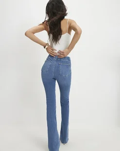 Blue Pull-On Elasticated Sculpt Flared Jeans