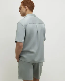 Blue Regular Fit Embroidered Script Shirt