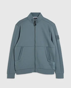 Blue Regular Fit Nylon Funnel Sweatshirt