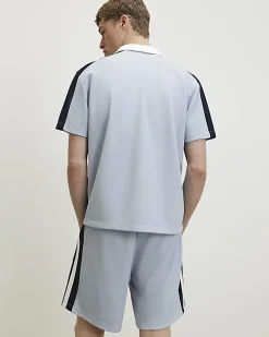 Blue Regular Fit Pique Panel Revere Shirt