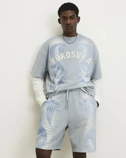 Blue Regular Fit Washed Yokosuka Shorts