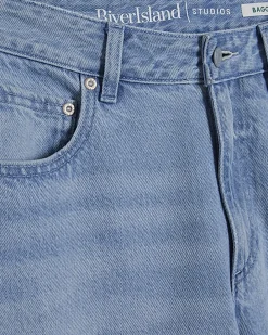 Blue Relaxed Straight Leg Jeans