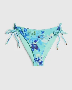 Blue Reversible Floral Print Bikini Bottoms