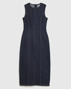 Blue Sculpt Bodycon Denim Midi Dress