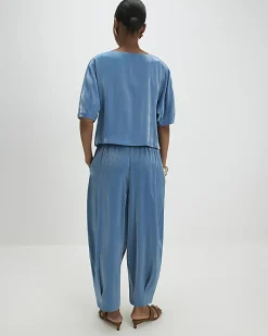 Blue Shimmer Balloon Leg Trousers
