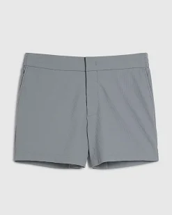 Blue Short Length Rib Stretch Shorts