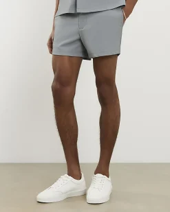 Blue Short Length Rib Stretch Shorts