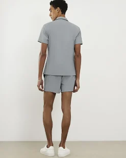 Blue Short Length Rib Stretch Shorts