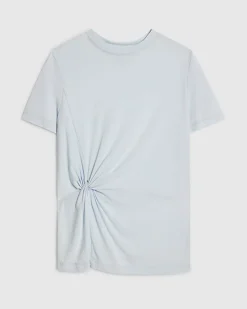 Blue Short Sleeve Burnout Twist Front T-shirt