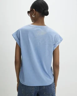 Blue Short Sleeve Burnout Pocket T-shirt