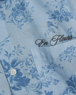 Blue Short Sleeve Floral Printed Shirt