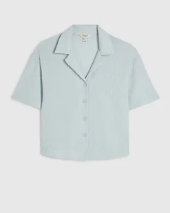 Blue Short Sleeve Textured Shirt