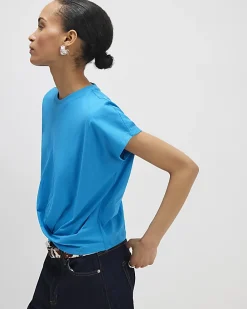Blue Short Sleeve Twist Front T-shirt