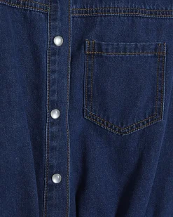 Blue Shoulder Pad Denim Bodysuit