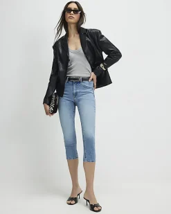 Blue Skinny Capri Jeans