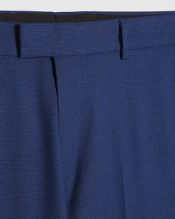 Blue Skinny Fit Textured Suit Trousers