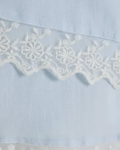 Blue Sleeveless Lace Trim Tiered Cami Top