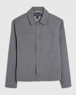 Blue Slim Fit Button Up Jacket