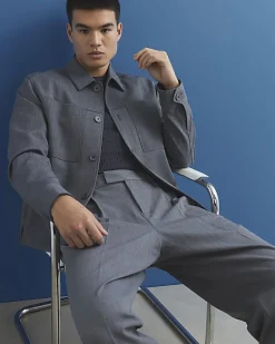 Blue Slim Fit Button Up Jacket