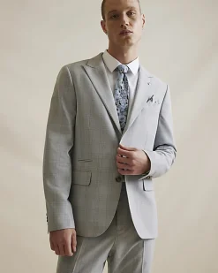 Blue Slim Fit Check Suit Jacket
