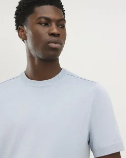 Blue Slim Fit Essential Knit T-shirt